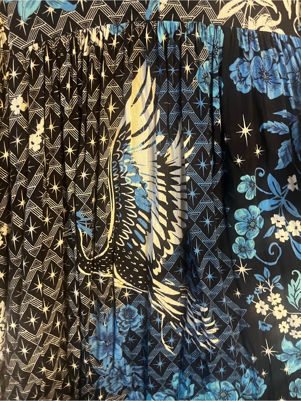 Johnny Was Black and Blue Floral Midi Dress - Picture 4 of 10